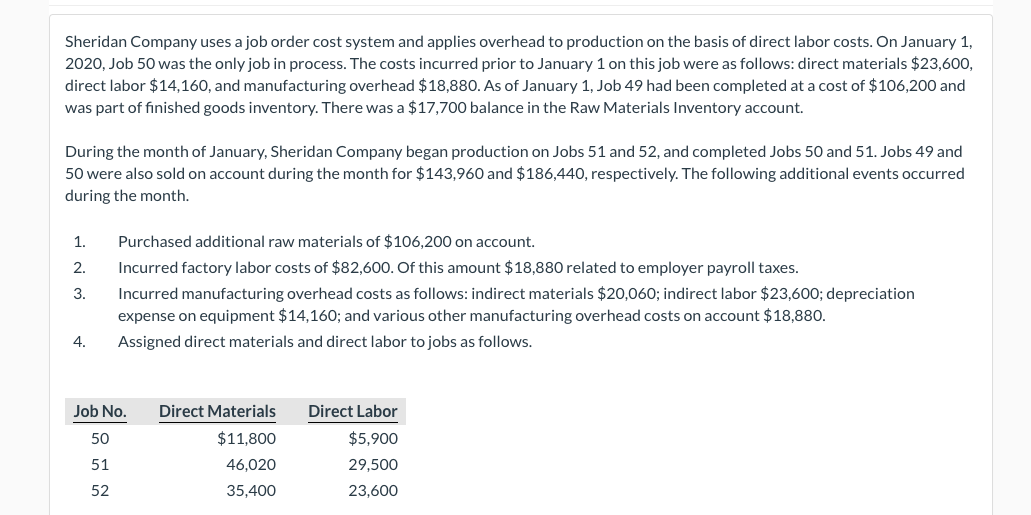Company began production on Jobs 51 and 52, and completed Jobs 50