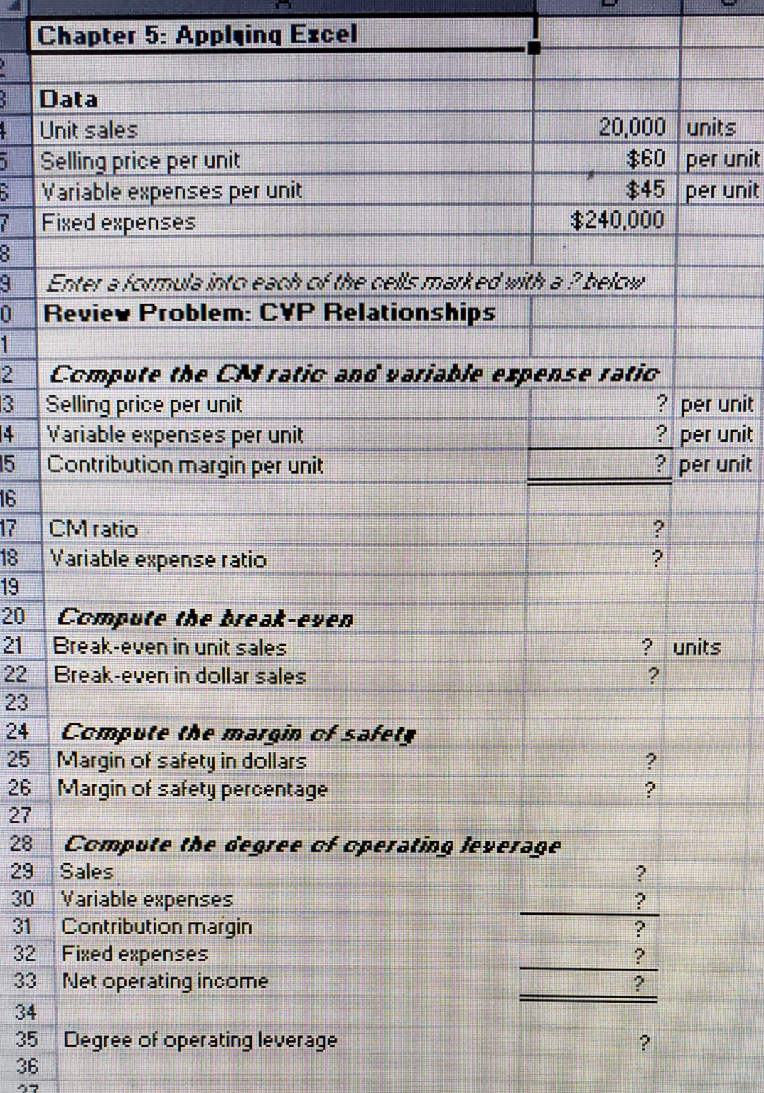 Chapter 5: Applying Excel: Excel Worksheet (Part 1 of 2)Download the