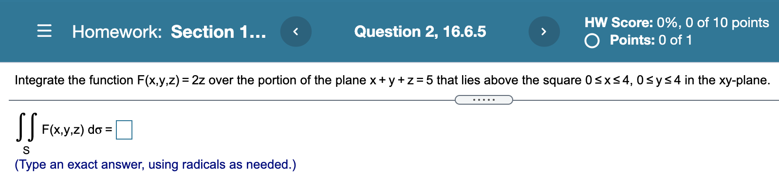 G(x,y,z) do using a parametric description of the surface. S G(X.Y.Z) =