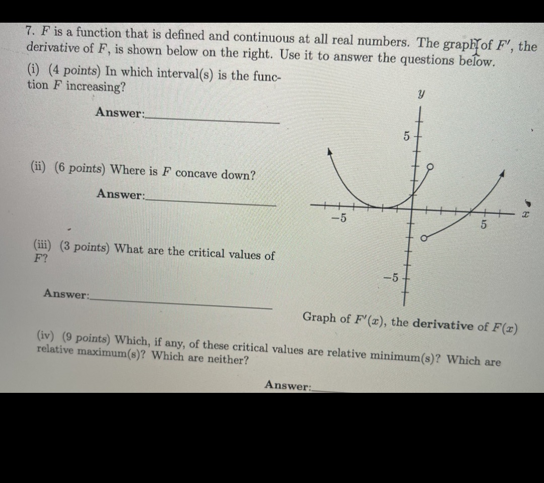 all real numbers. The graph of F', the derivative of F, is