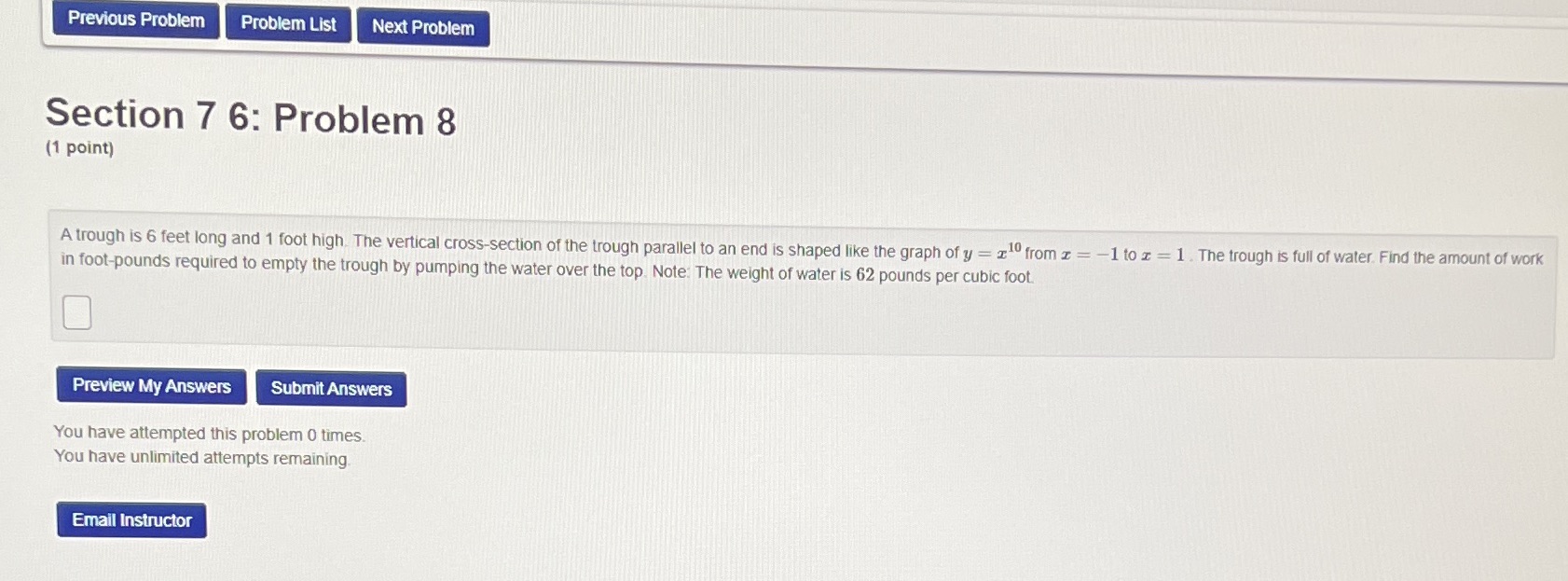 Previous Problem Problem List Next Problem Section 7 6: Problem 8