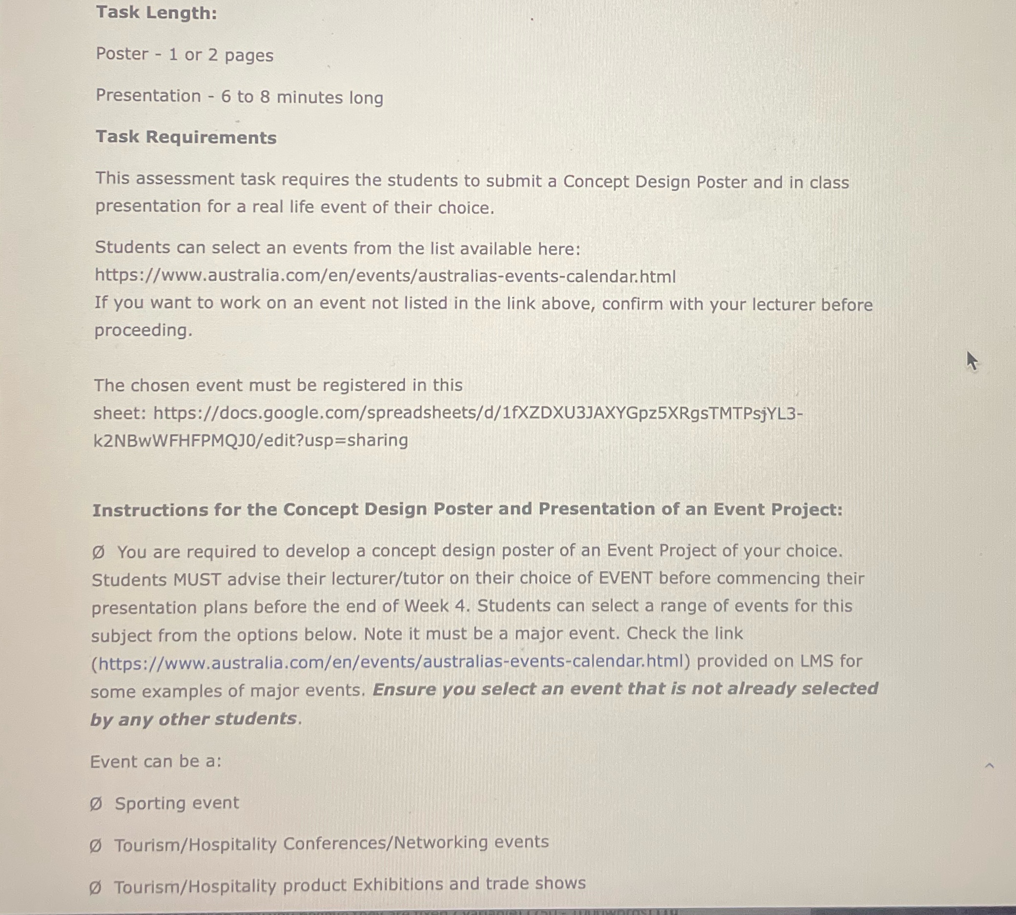 to 8 minutes long Task Requirements This assessment task requires the students