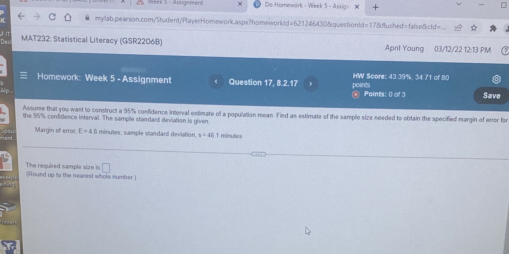 ee MAT232: Statistical Literacy (GSR2206B) Homework: Week 5 - Assignment sgnment X