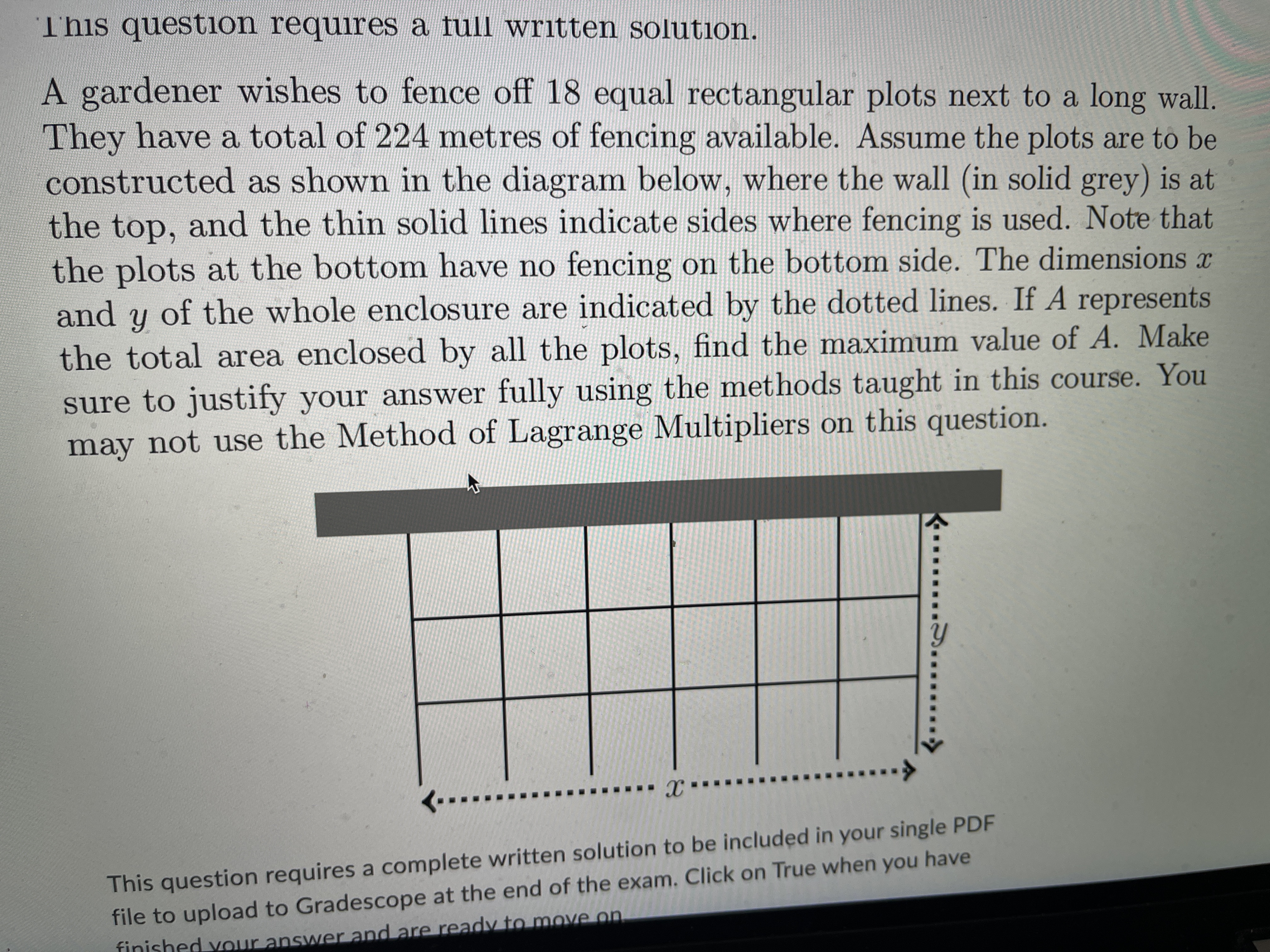 12 marks I'his question requires a full written solution. A gardener