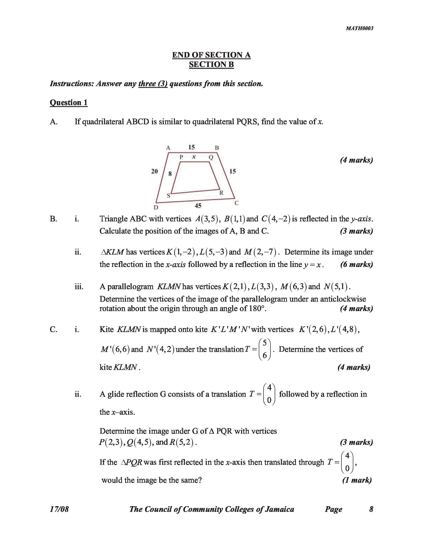 Instructions: Answer any three (3) questions from this section. Question 1 A.