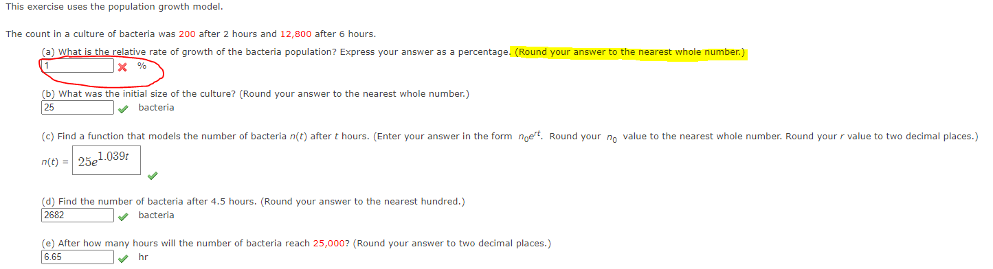 This exercise uses the population growth model. The count in a
