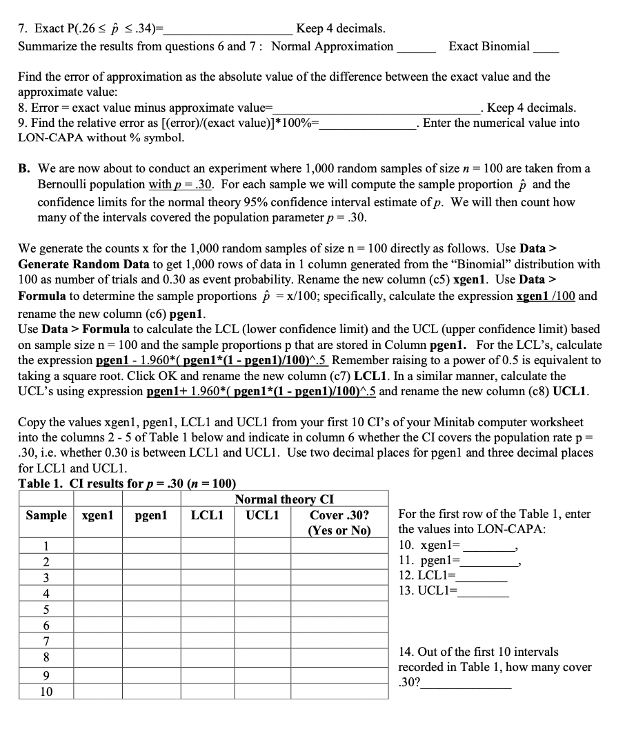 sampling distribution of the sample proportion ,6 and construct normal theory condence