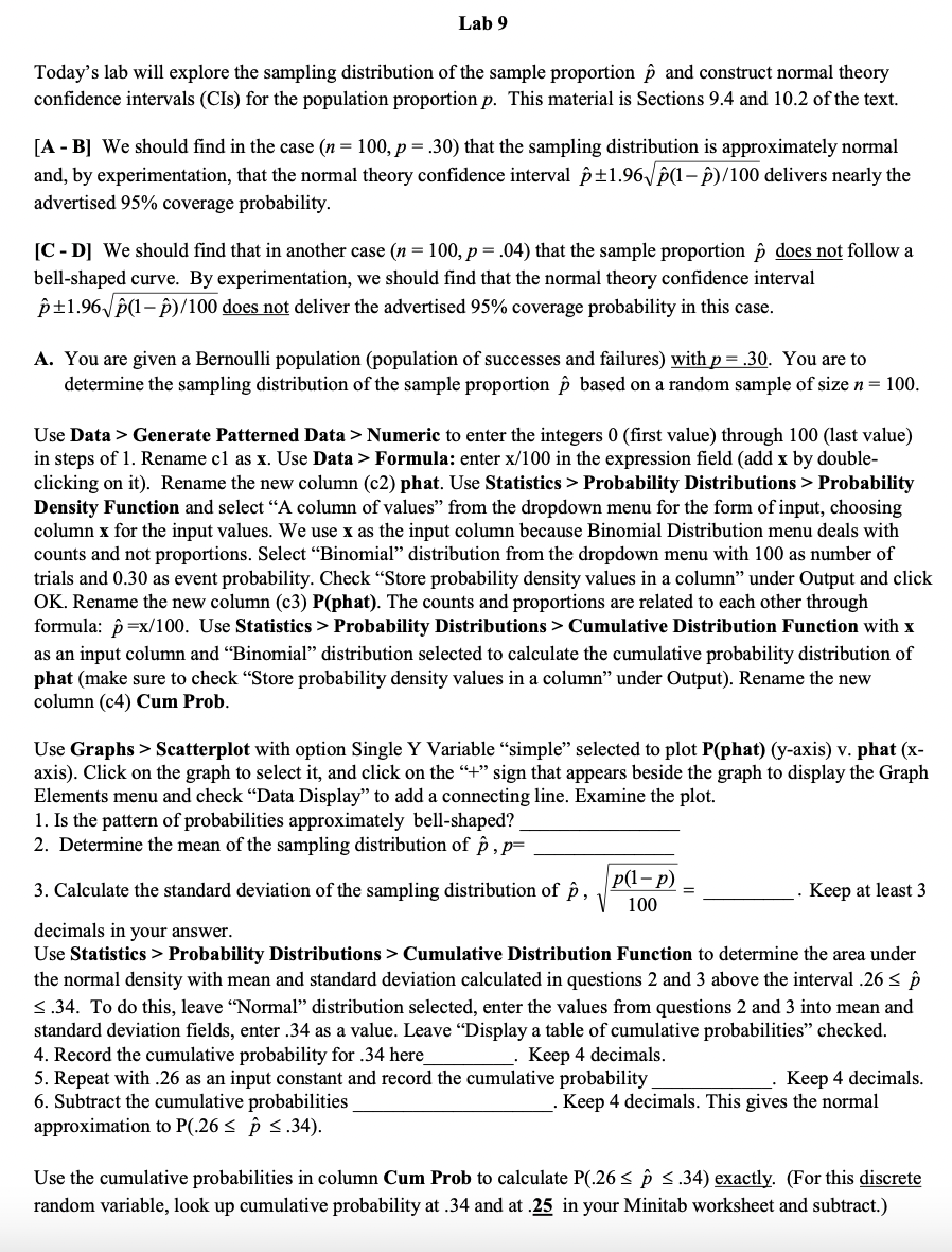 the case (n = 100, p = .30) that the sampling distribution
