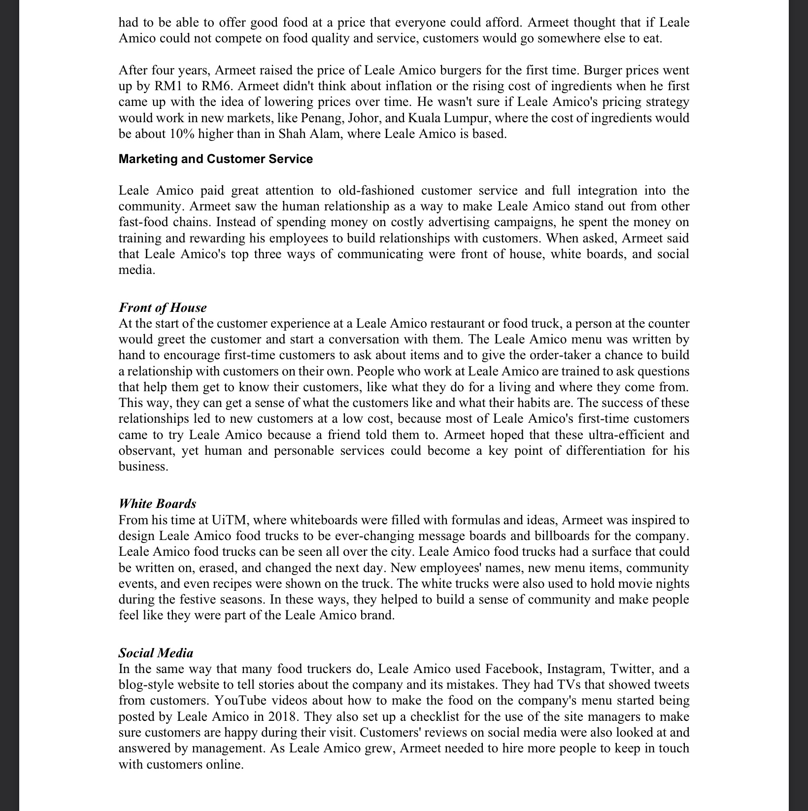 areas in 2017, he wondered if Leale Amico's concept and operation could