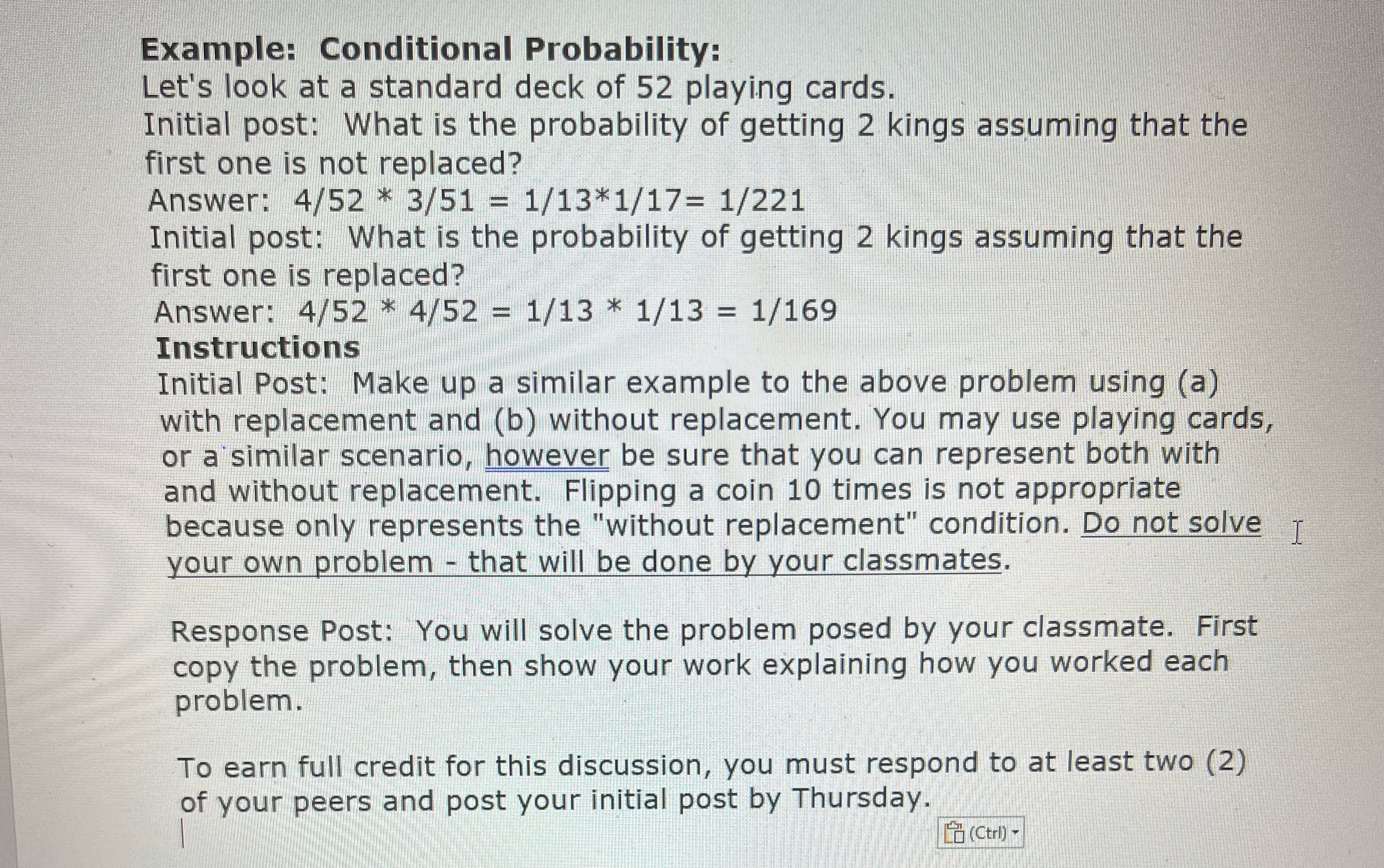 Example: Conditional Probability: Let's look at a standard deck of 52