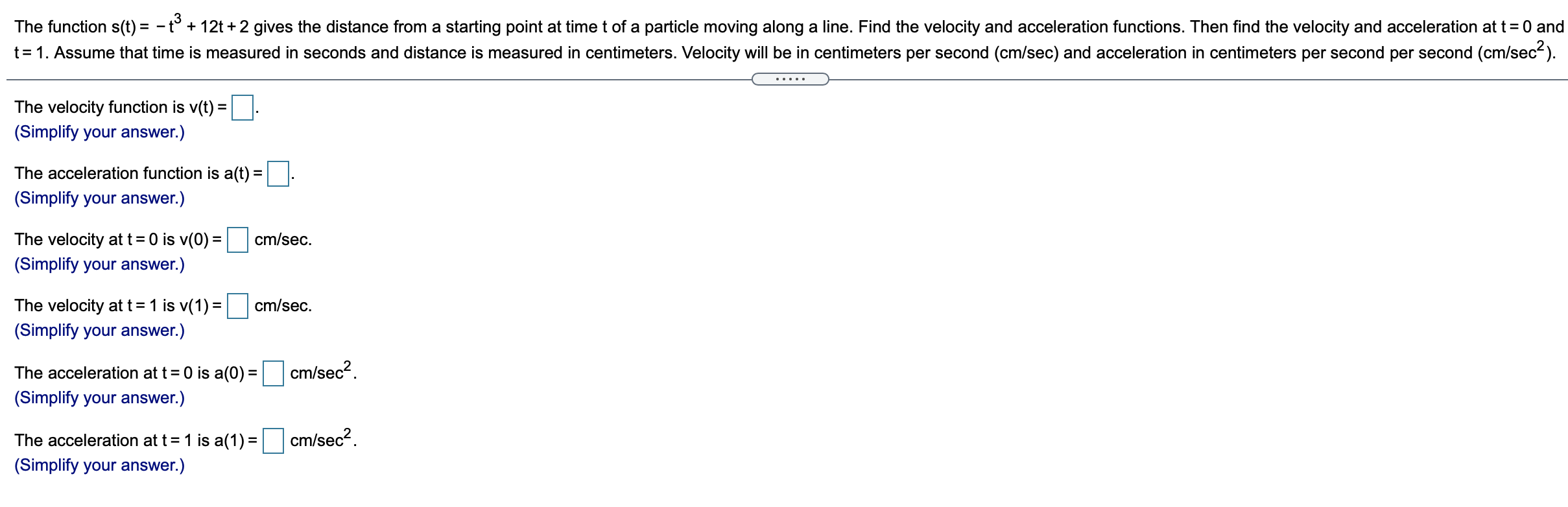 gives the distance from a starting point at time t of a