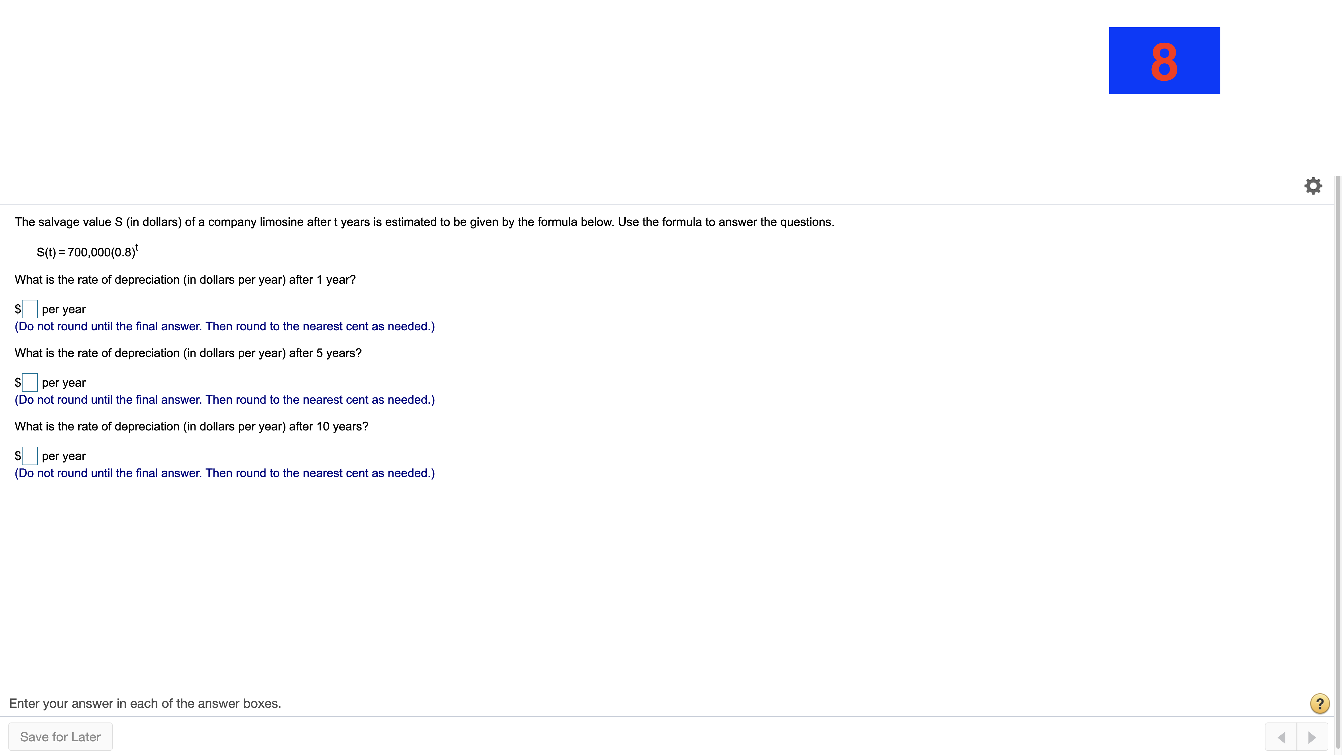 money is worth 3.75% compounded continuously? 3|: (Round to the nearest dollar.)