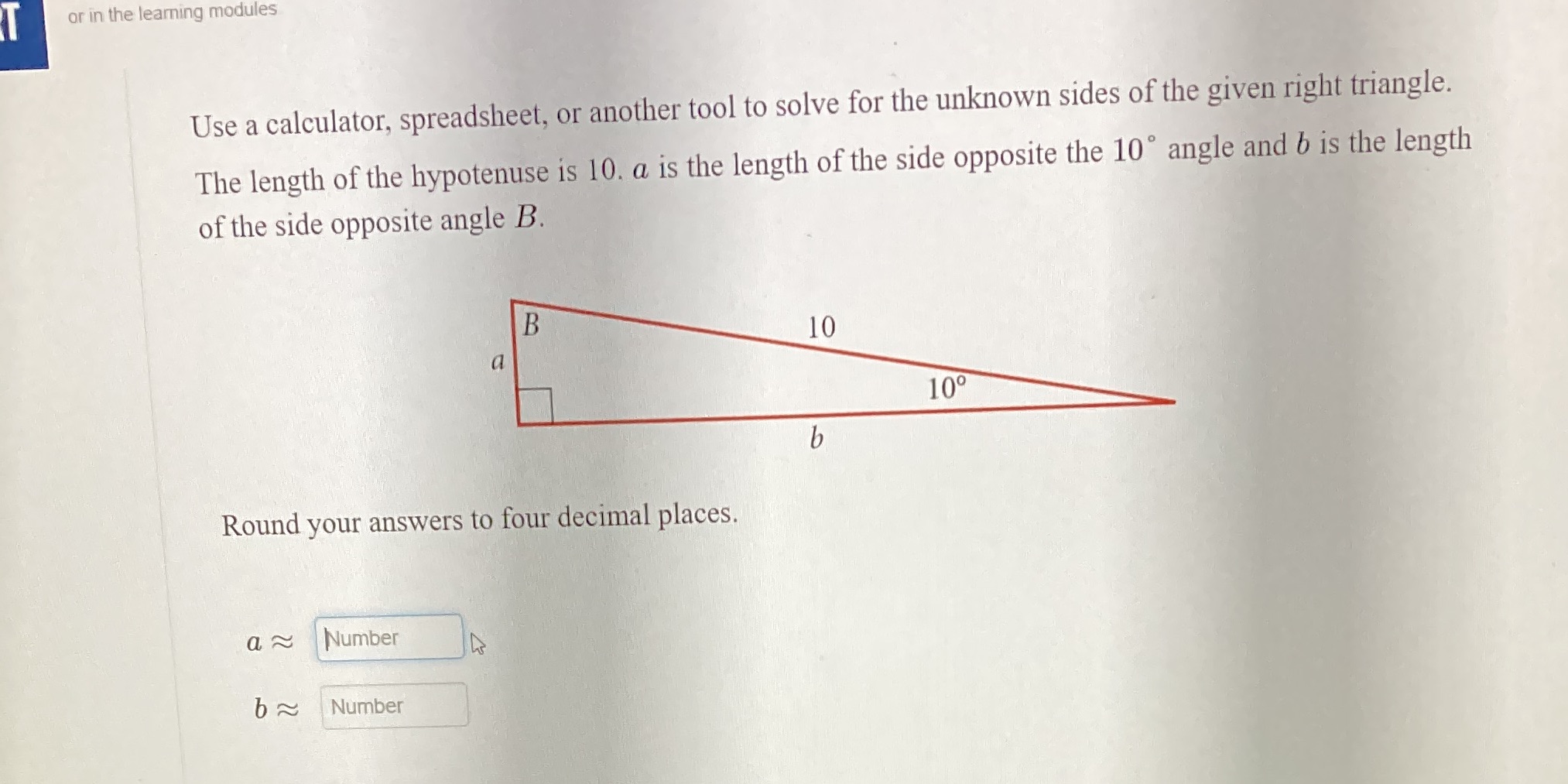 tool to solve for the unknown sides of the given right triangle.