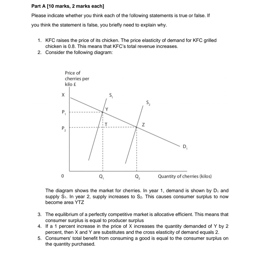  Part A [10 marks. 2 marks each] Please indicate whether you