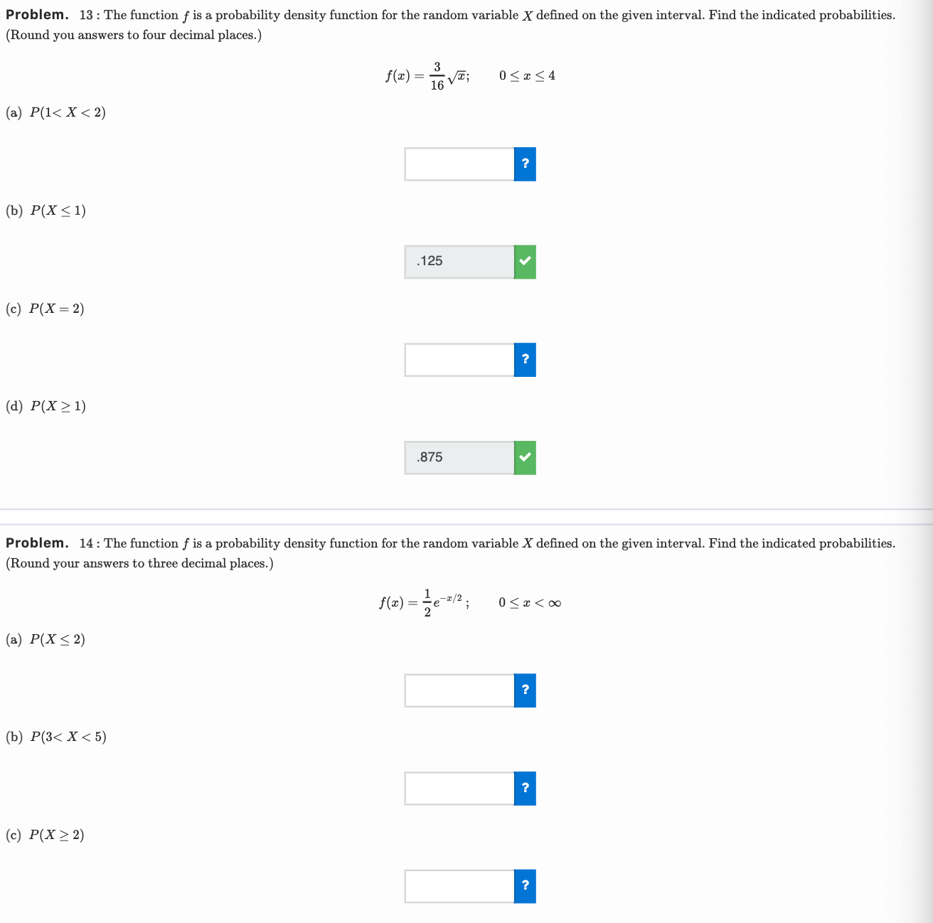 help Problem. 13 : The function f is a probability density
