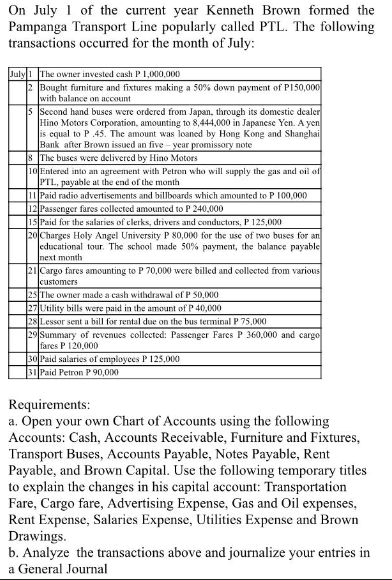 I hope that you can help me On July 1 of the