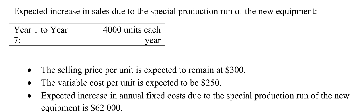 equipment.The old equipment cost was $350 000 five years ago. The old