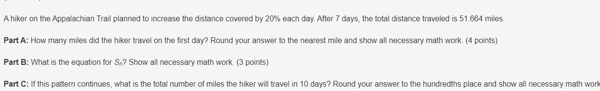 an = 18 - 5(n - 1) Question 4(Multiple Choice Worth 5