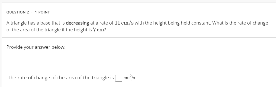 What is the rate of change of the area of the triangle