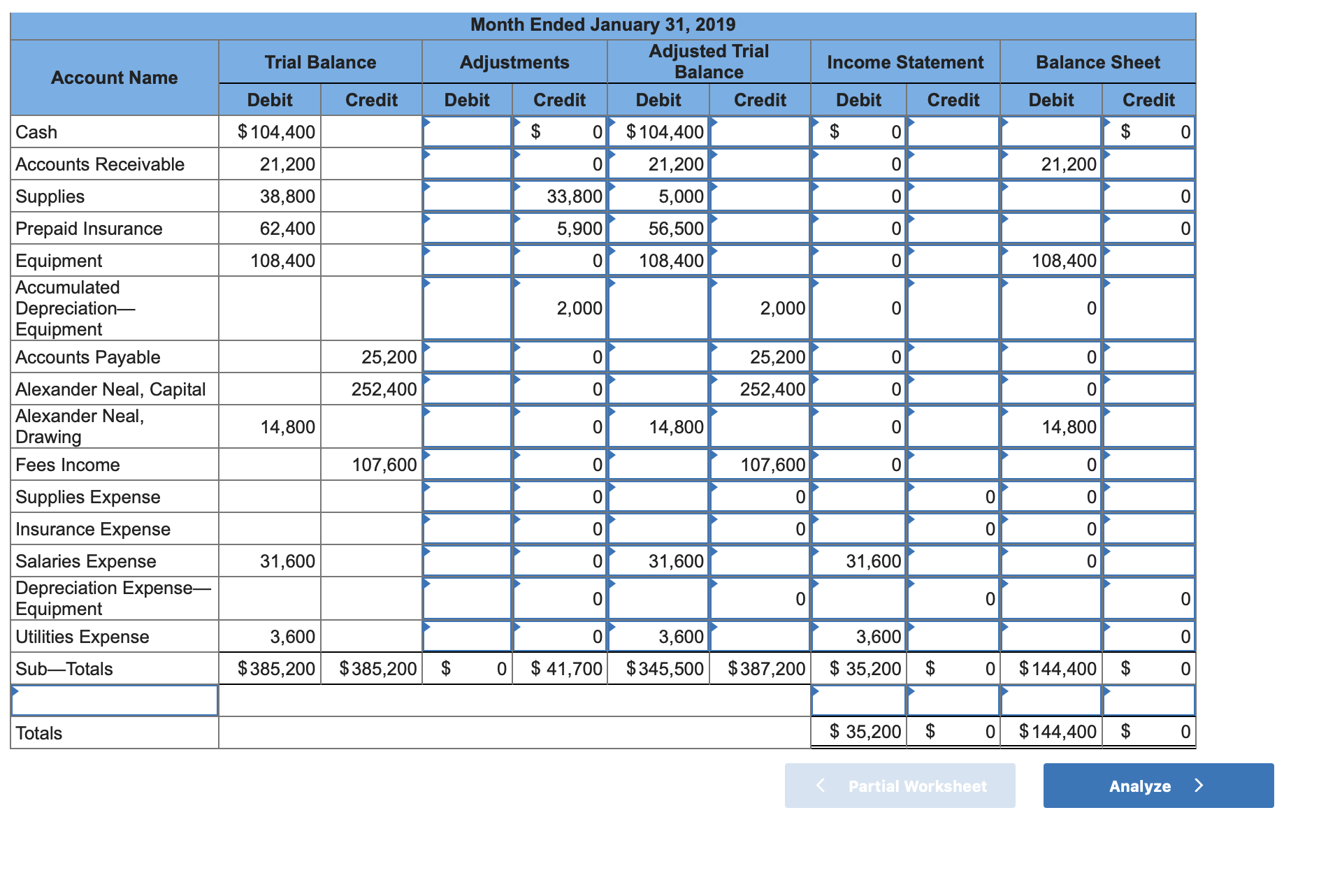 does the insurance adjustment affect Prepaid Insurance? Complete this question by entering
