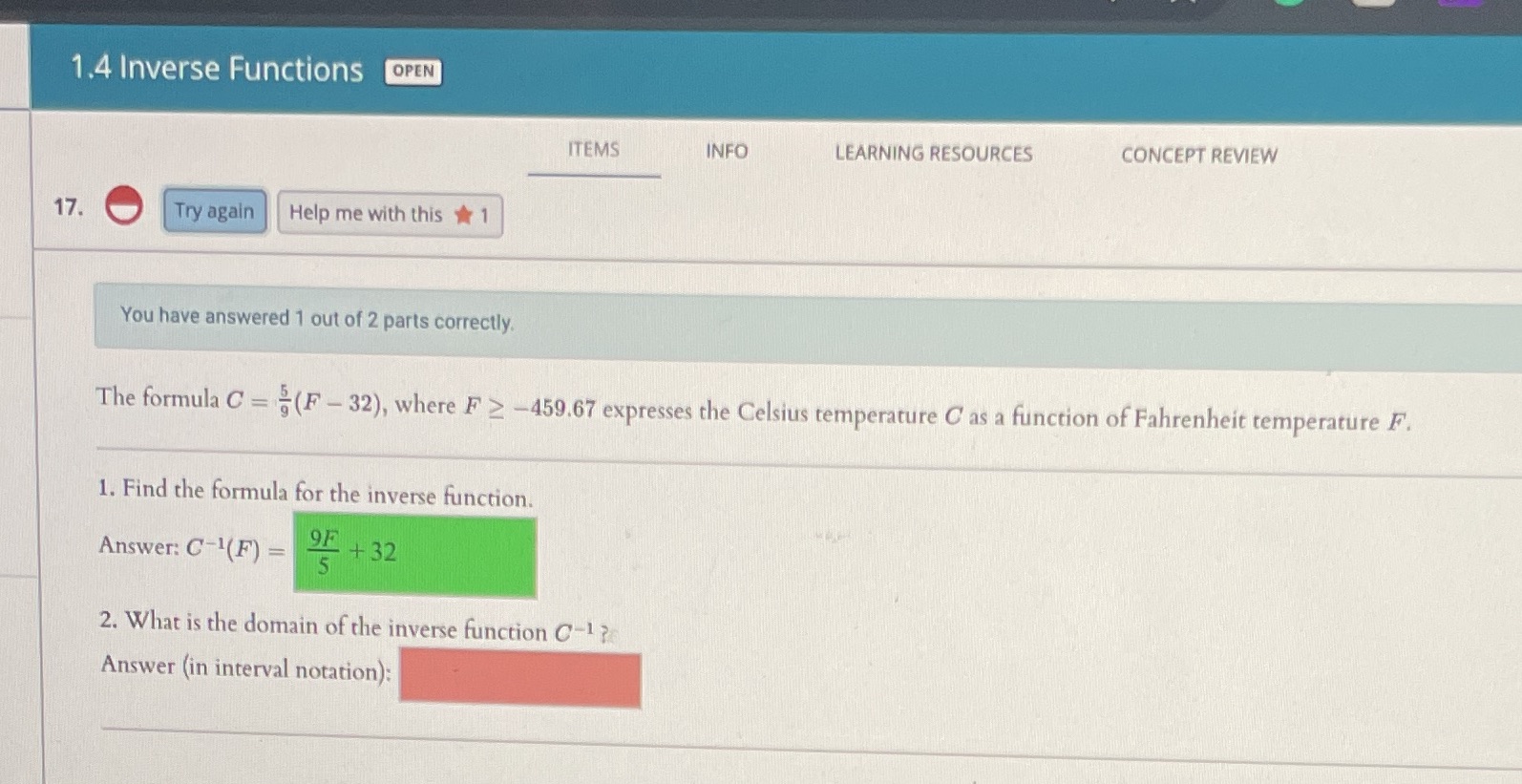 REVIEW 17. Try again Help me with this # 1 You have