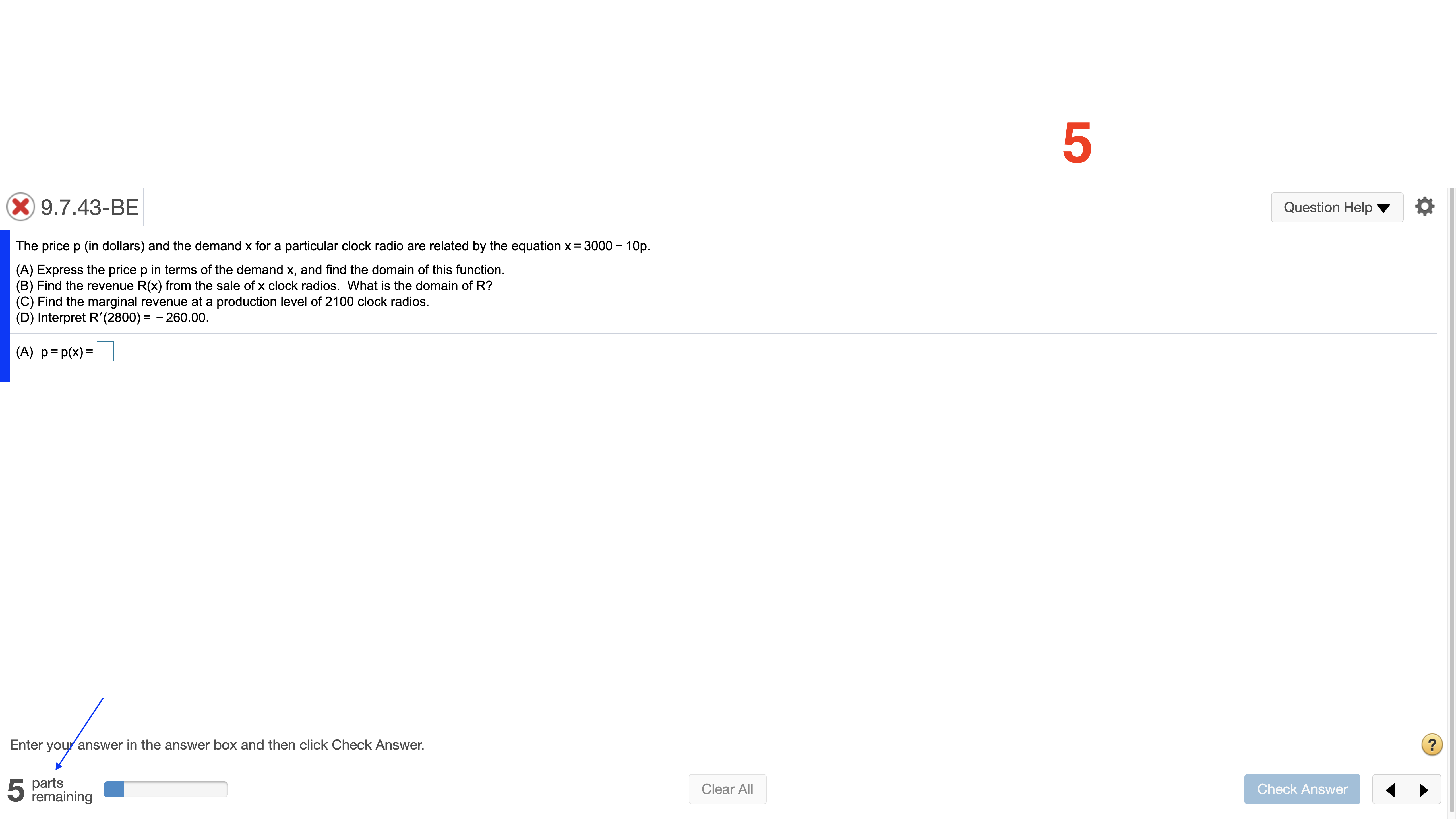 Enter your answer in the answer box and then click Check Answer.