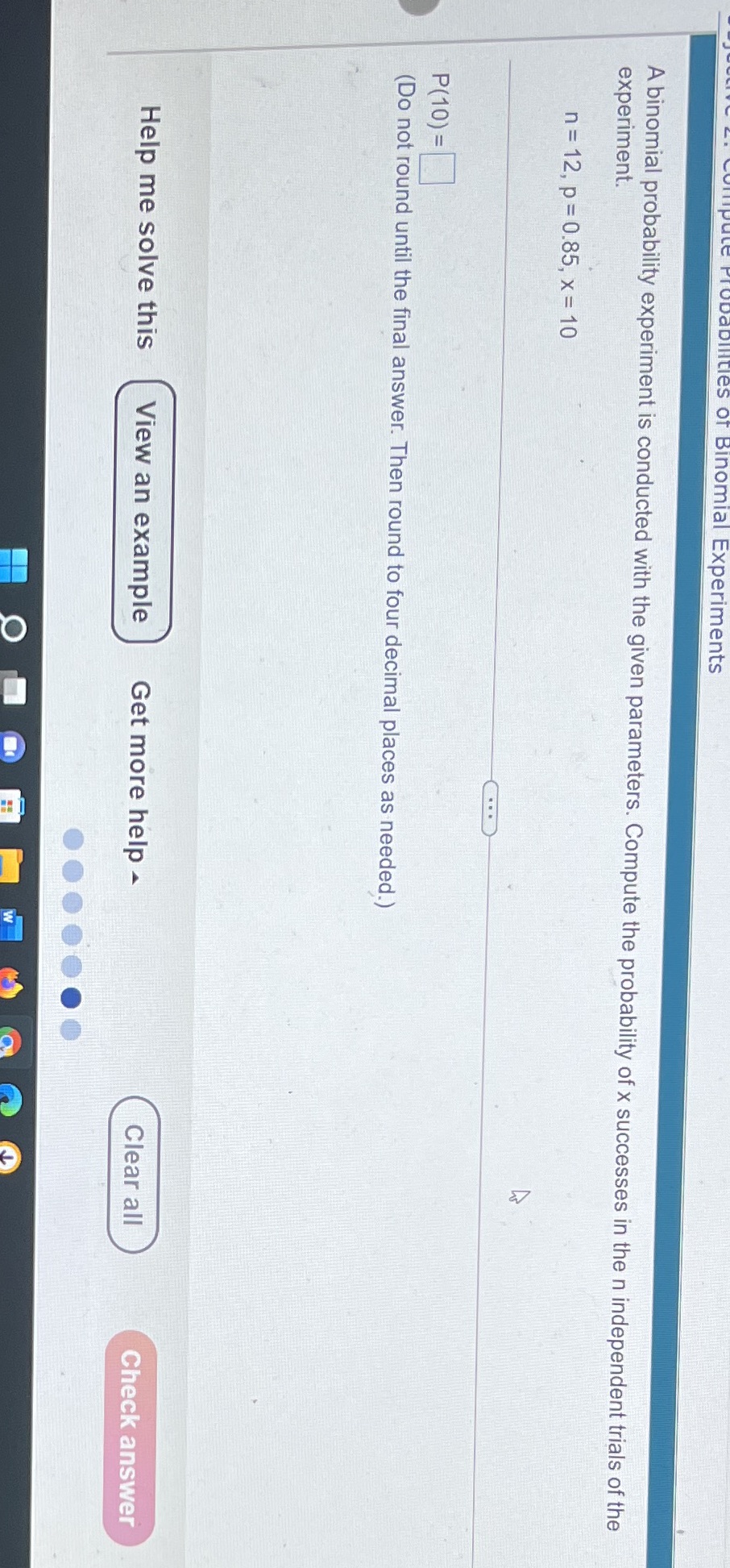 parameters. Compute the probability of x successes in the n independent trials