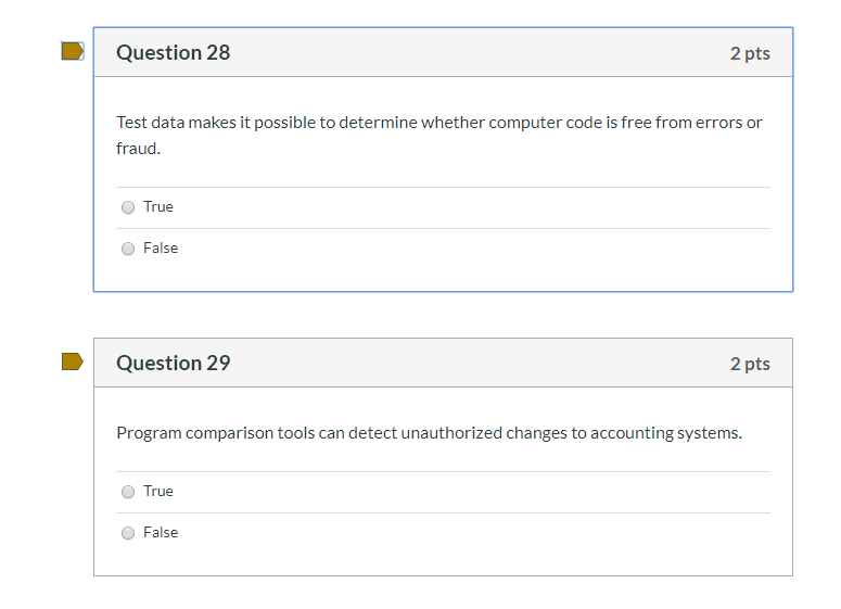 Fake I Question 29 2 pts Program comparison tools can detect unauthorized