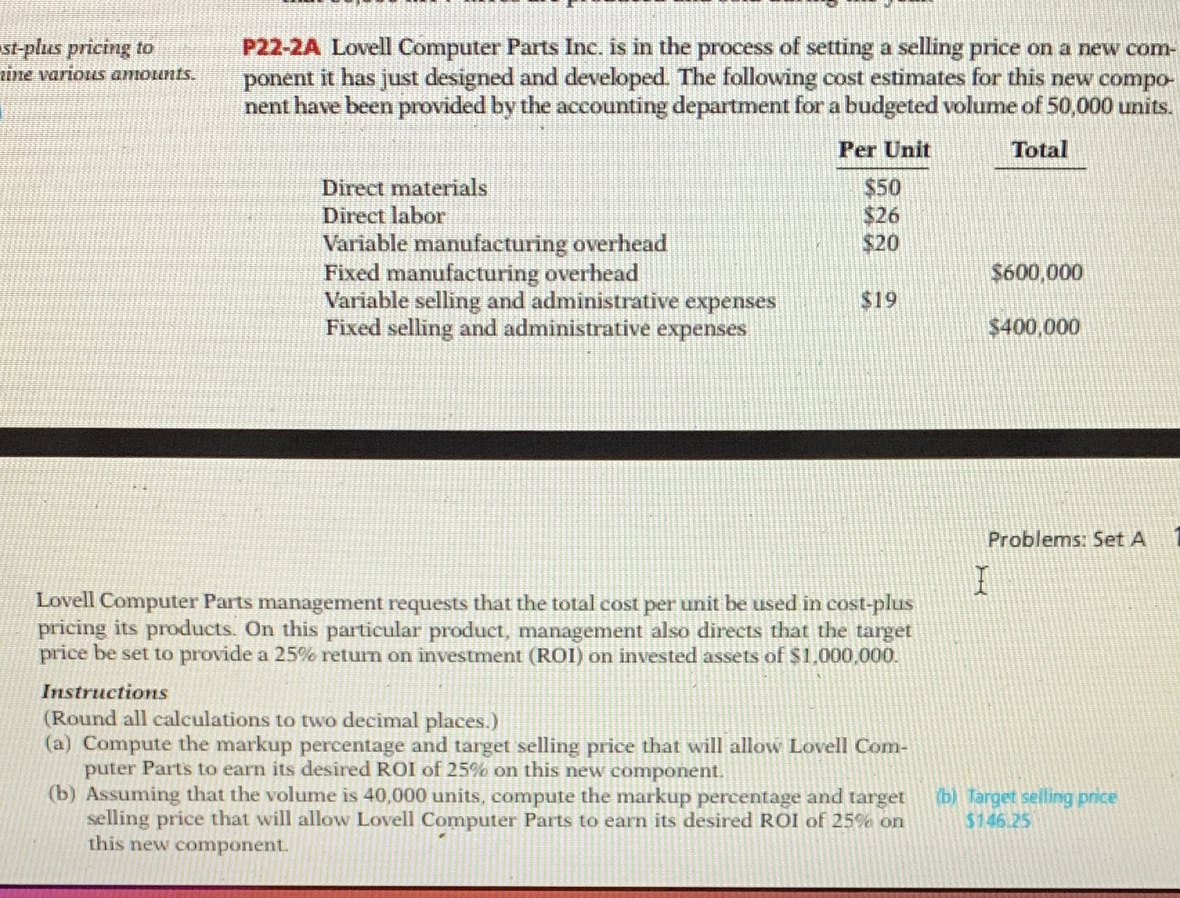 has been typed out below. Thank YouP22-2A What is the total cost