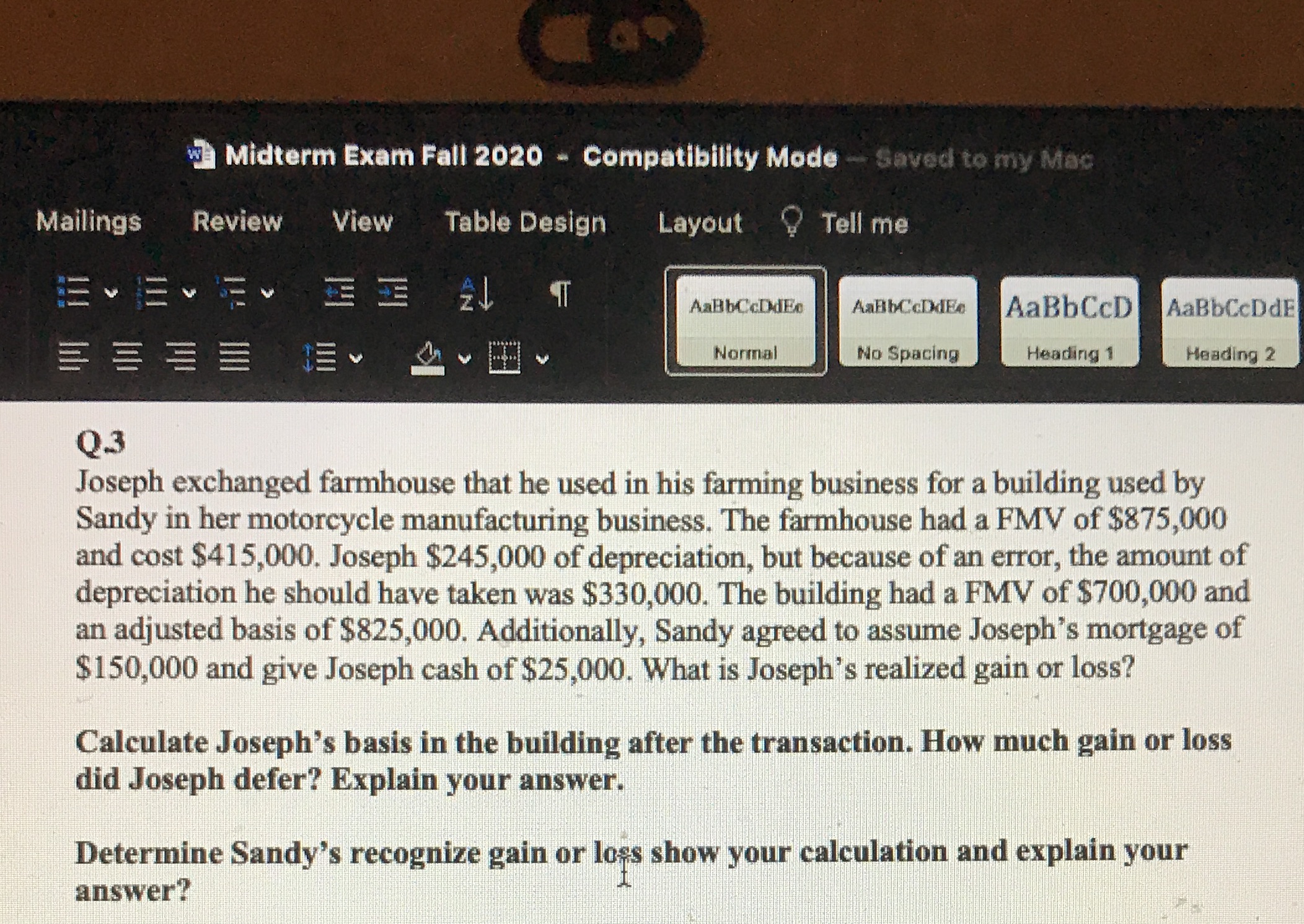 Mac Mailings Review View Table Design Layout . Tell me AaBbCcDdEc AaBbCcDdEe