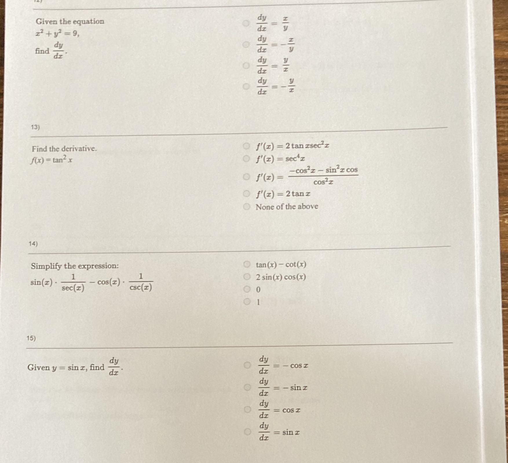  Given the equation 12 + y? = 9, find - dy