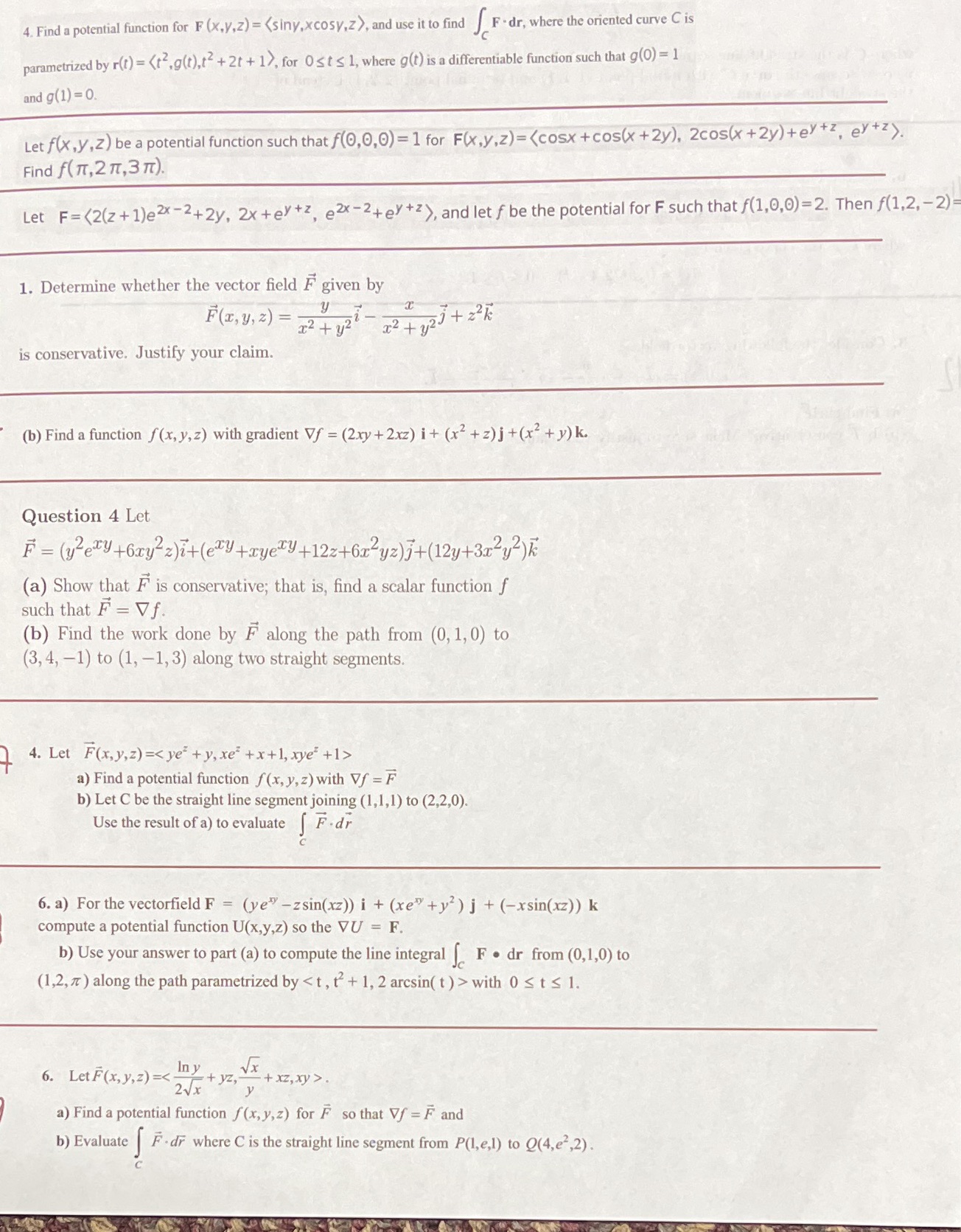 use it to find F - dr, where the oriented curve C