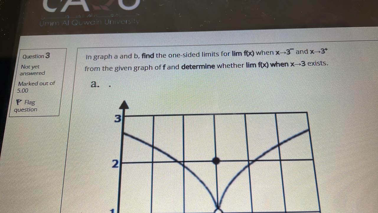 f and determine whether lim f(x) when x-+3 exists. answered Marked out
