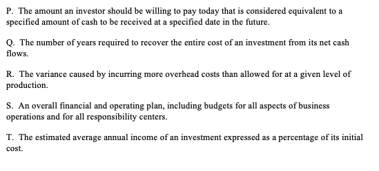 spending variance Choose... + Net present value B Variance Choose... + Flexible
