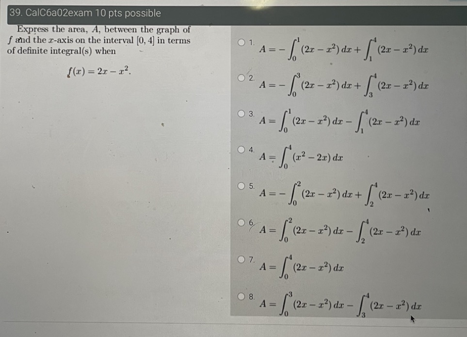  For question 39 how do I express the area in terms