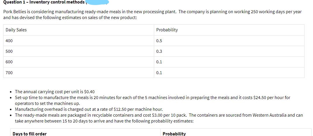 meals is 20 minutes for each of the 5 machines involved in