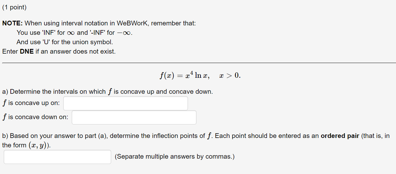 You use 'INF' for 00 and '-INF' for 00. And use 'U'