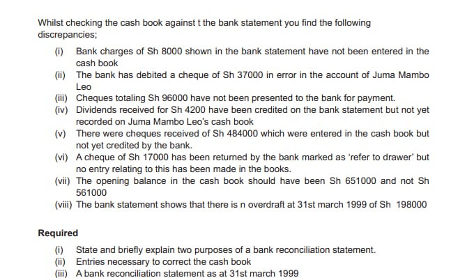 [Total 4]Whilst checking the cash book against t the bank statement you