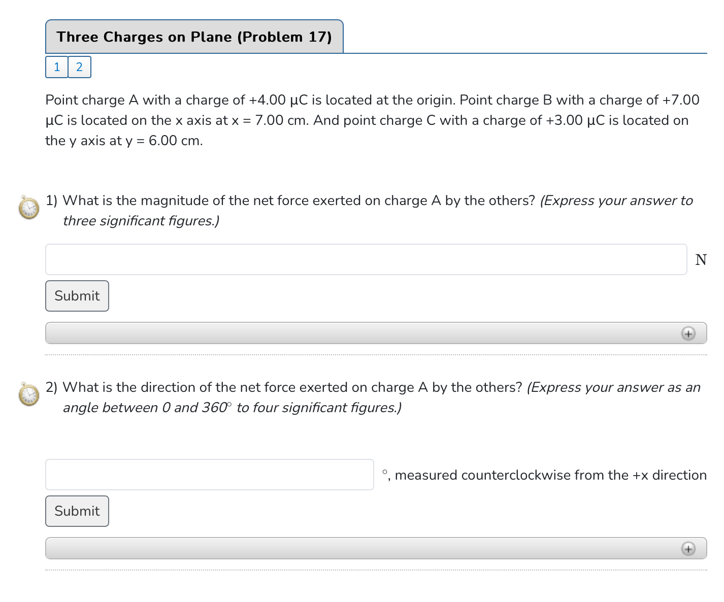  _Three Charges on Plane (Problem 17) Point charge A with a