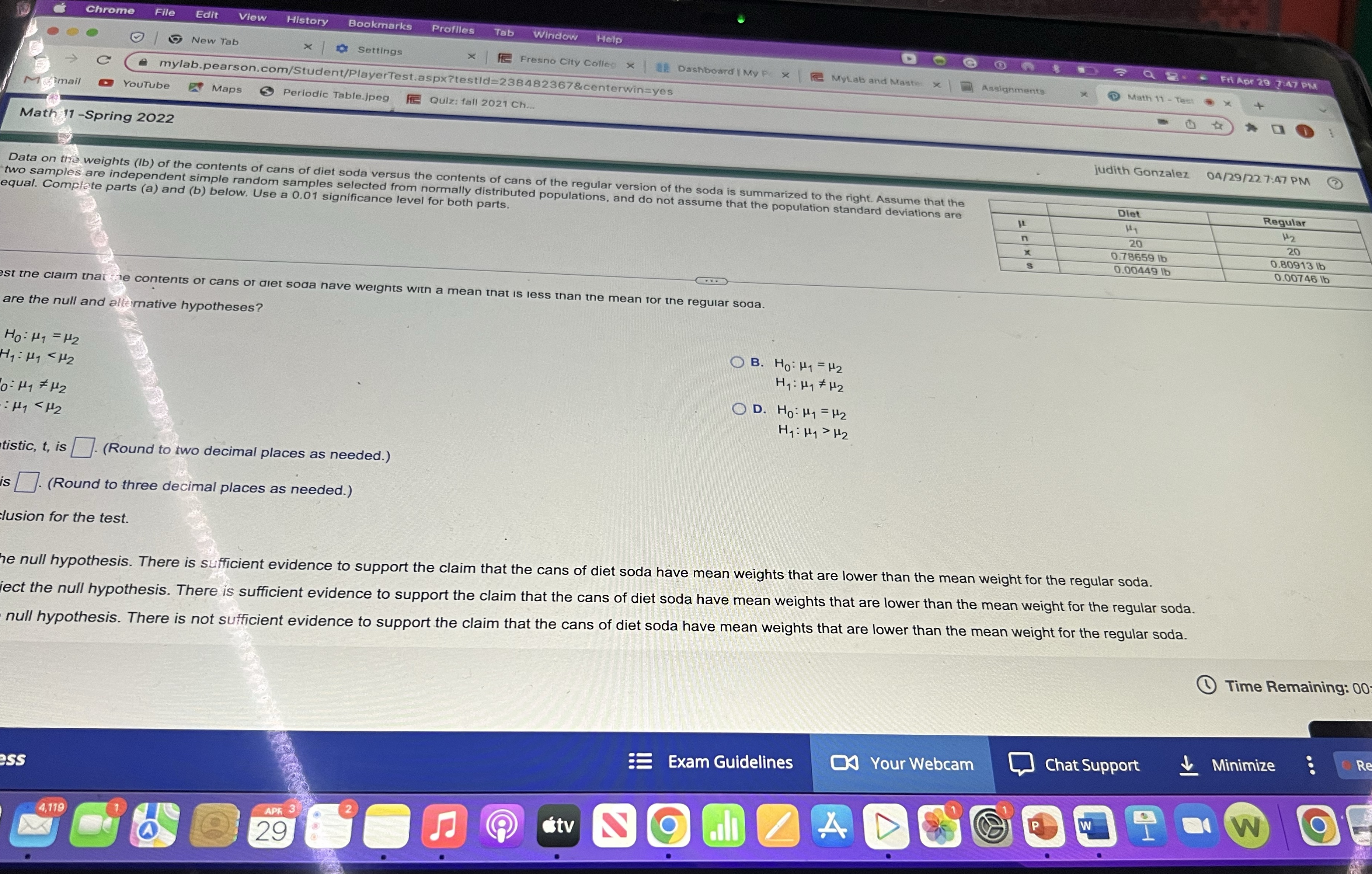 Statistic T an p value explanetion Chrome File Edit View History