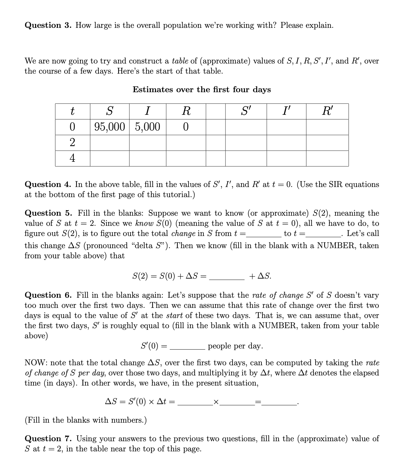 denote the number of individuals susceptible, infected, and recovered, respectively, at any