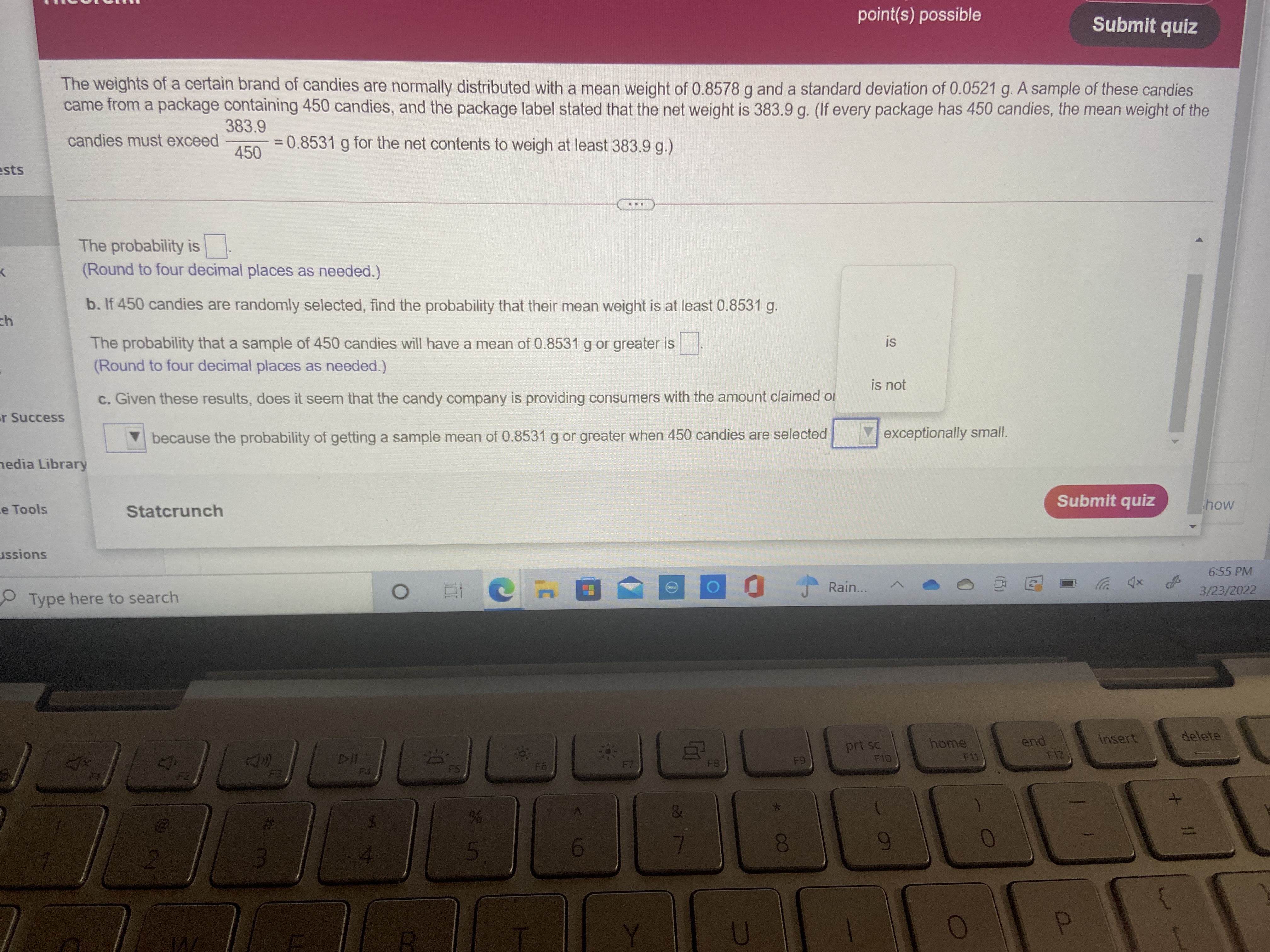 a. If 1 candy is randomly selected, find the probability that it