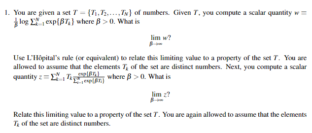 numbers. Given 7, you compute a scalar quantity w= log _exp{BT:} where