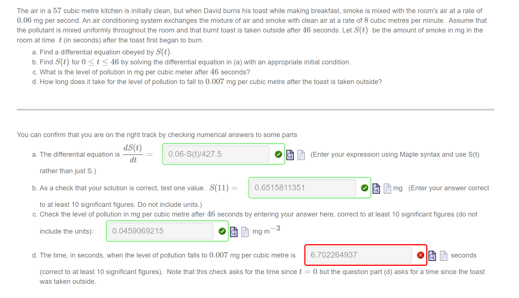 I just need the progress and answer for part D, read