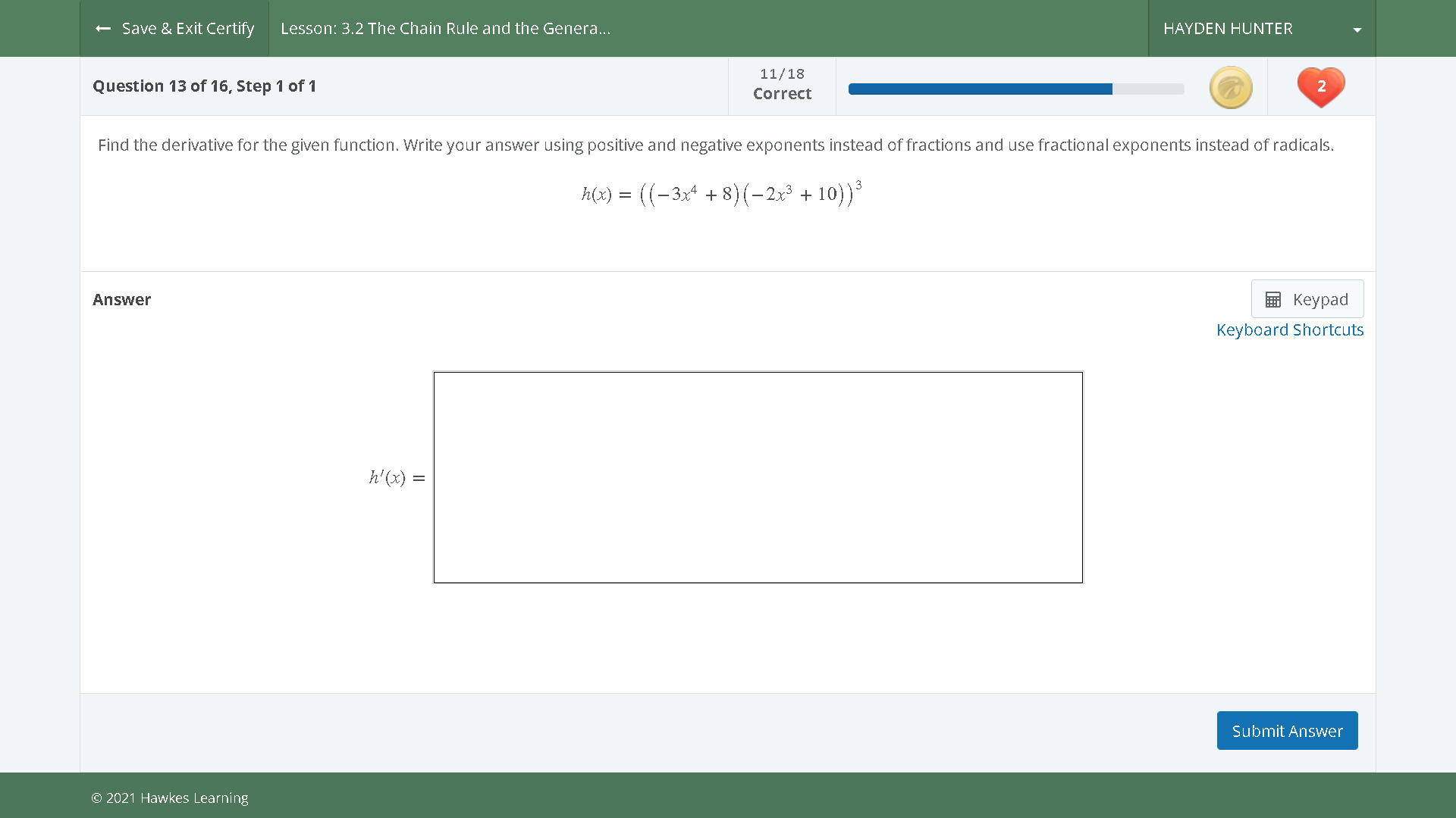 the Genera... HAYDEN HUNTER 11/18 Question 13 of 16, Step 1 of