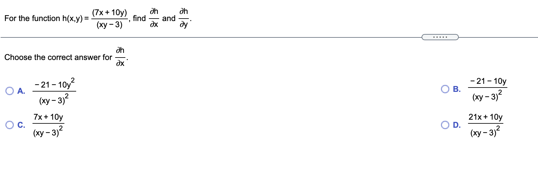 . . . Choose the correct answer for ah ax O A.