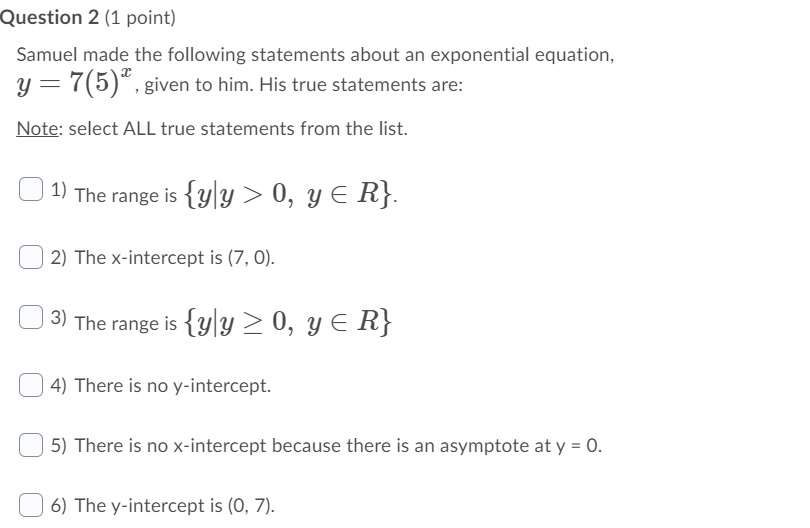 (1) The range is { y y > 0, y ER}. 2)