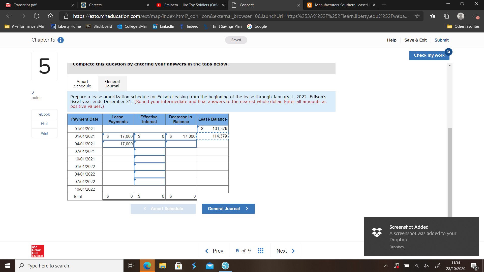 Saved Help Save & Exit Submit Check my work 5 Edison Leasing