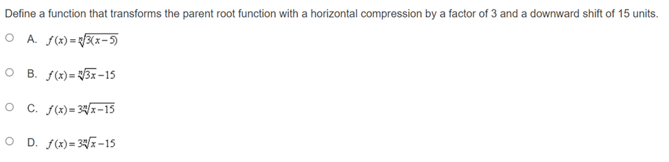 horizontal compression by a factor of 3 and a downward shift of