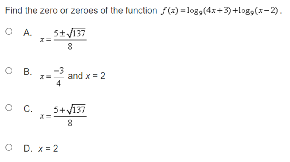 = 0 O B. x3+ 2x2 +x -7=0 O C. 3-5x2-x+12=0 O